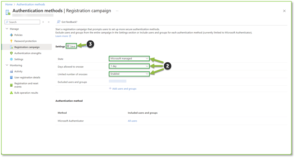 MFA Registration Campaign Modification
