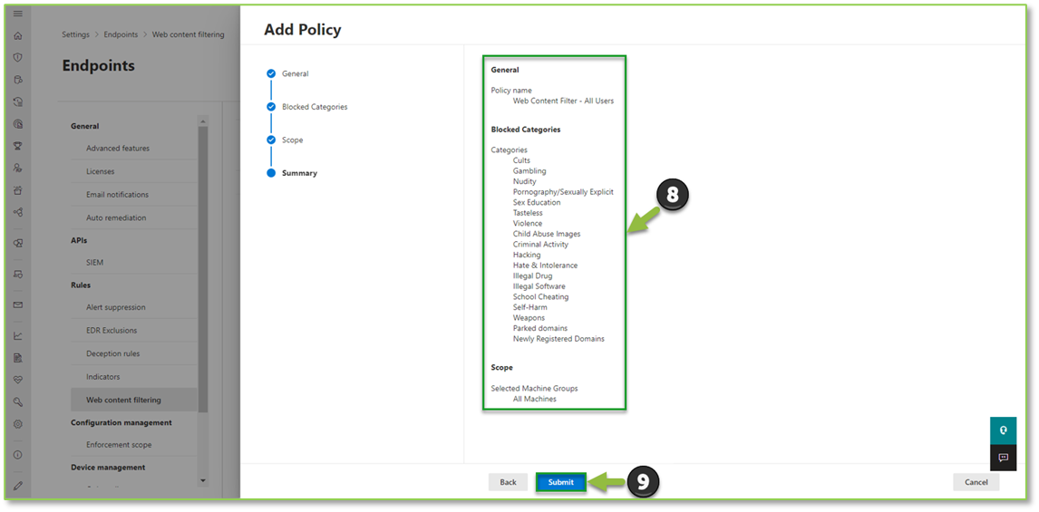 Web Filter Defender Defender Web Filter Policy Creation