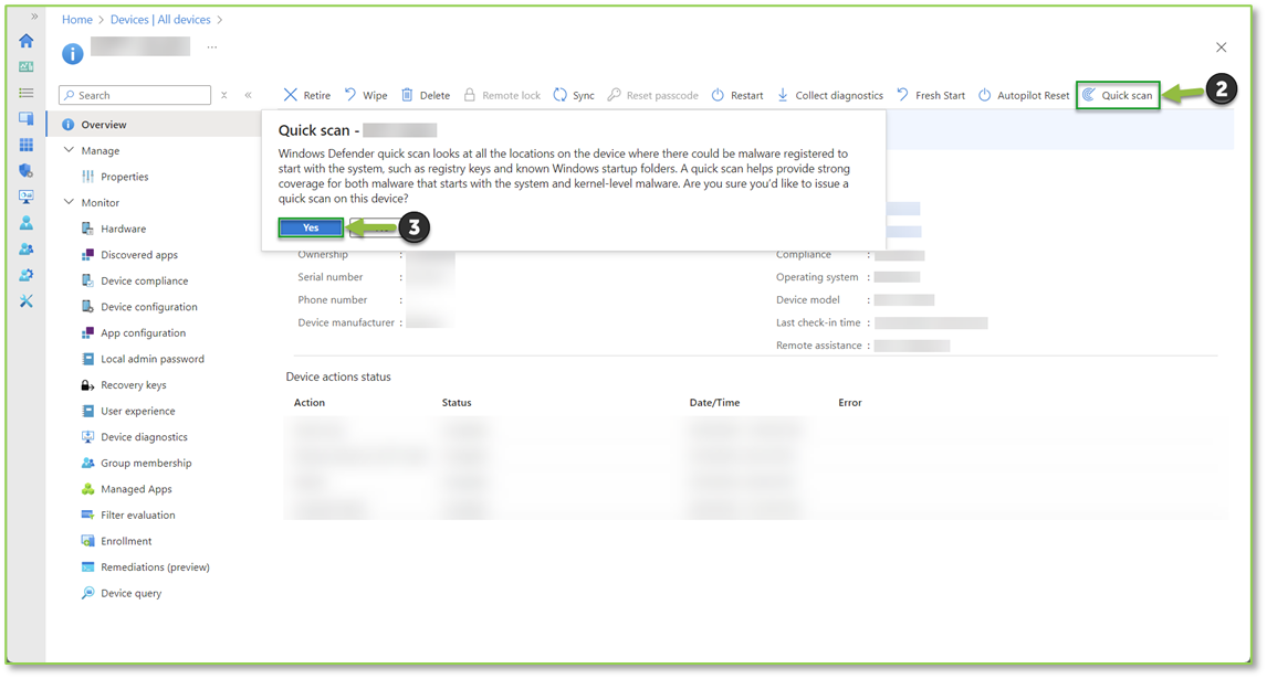 Device Quick Scan Action