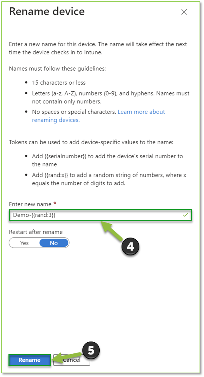 Device Rename Device Rename Action