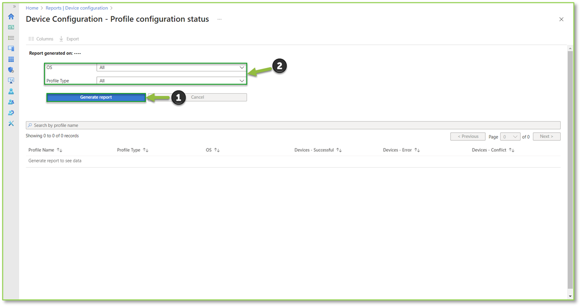 Device Configuration Profile Deployment Report